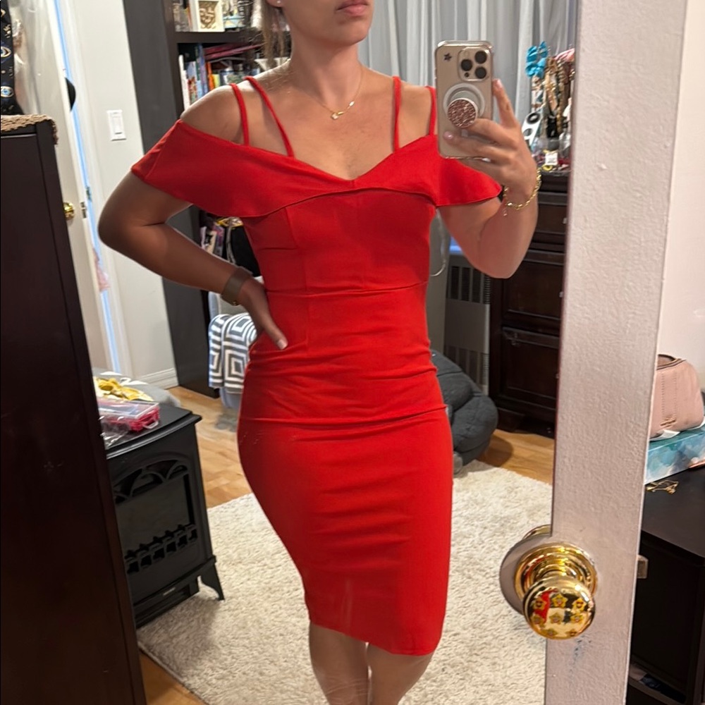 Elegant Red Off-Shoulder Dress